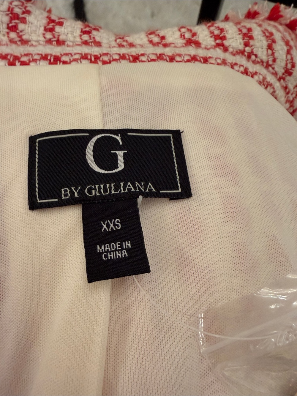 G by Giuliana Red and White Bouclé Double-Breasted Blazer - Picture 6 of 8